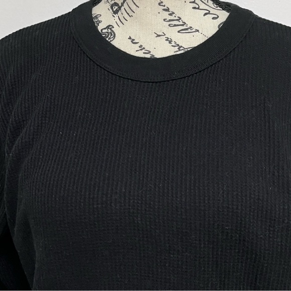 Vintage Y2k COTTONNET black Thermal Waffle Knit Top Mens Goth Grunge Moto Biker - Picture 10 of 10